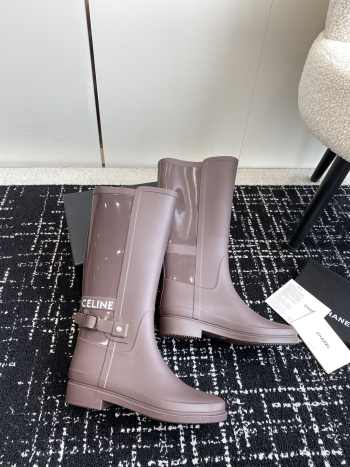 Chanel calf-high waterproof boots pink