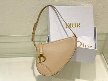 Dior Saddle Rodeo Pouch Bag Pastel Yellow Goatskin 20x15x4cm