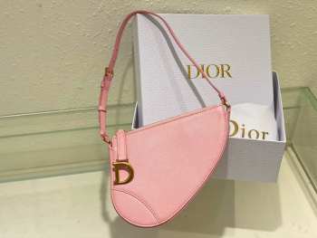 Dior Saddle Rodeo Pouch Bag Melocoton Pink Goatskin 20x15x4cm