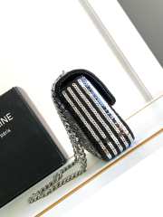 Celine Chain Bag Claude In Satin With Striped Sequins Silver 20.5x11.5x4cm - 5