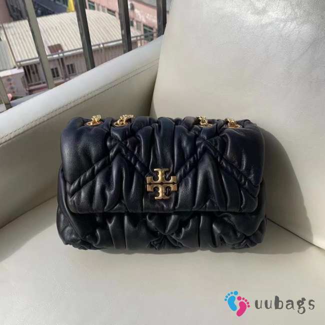 Tory Burch mini Kira ruched shoulder bag in black 26x17x8cm - 1