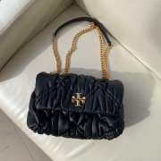 Tory Burch mini Kira ruched shoulder bag in black 26x17x8cm - 6