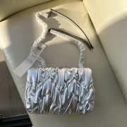 Tory Burch mini Kira ruched shoulder bag in silver 26x17x8cm - 3