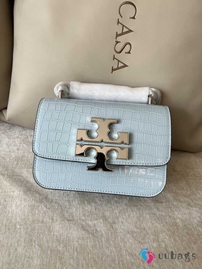 Tory Burch Eleanor Embossed Shoulder Bag In Light Blue 19x14x7cm - 1