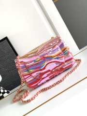 Chanel Classic Bag Embroidered Satin, Sequins & Gold Hardware Yellow, Purple & Pink 20cm - 4