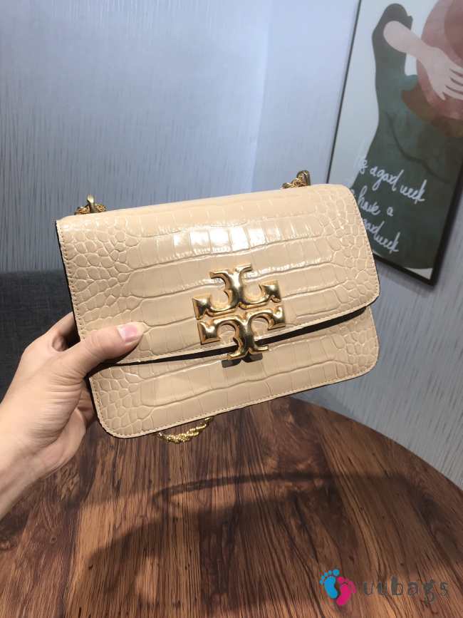 Tory Burch Eleanor Embossed Shoulder Bag In Beige 19x14x7cm - 1