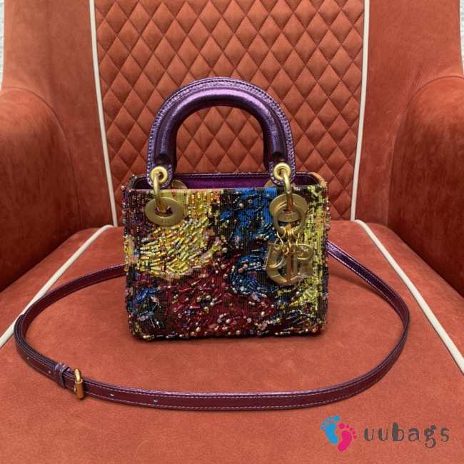 Dior lady bag decorated with artistically painted limited edition embroidery 17x15x7cm - 1