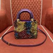 Dior lady bag decorated with artistically painted limited edition embroidery 17x15x7cm - 1