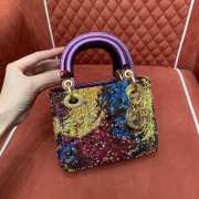 Dior lady bag decorated with artistically painted limited edition embroidery 17x15x7cm - 5