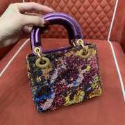 Dior lady bag decorated with artistically painted limited edition embroidery 17x15x7cm - 4