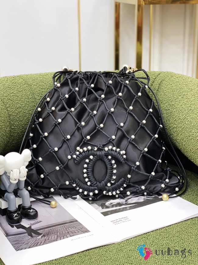 Chanel S22 Coco Pearl Shopping Tote Bag In Black 38x36x5cm - 1