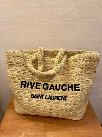 Uubags | YSL Rive Gauche Tote IN Raffia Bag 38x35x14.5cm