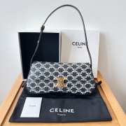 Celine Lola Bag In Black Shiny Calfskin Blanc De Blanc 28x12x5cm - 1