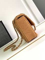 Chanel Flap Bag Raffia Effect Braided & Gold-Tone Metal Camel 15.5x25x6cm - 3