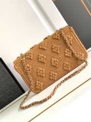 Chanel Flap Bag Raffia Effect Braided & Gold-Tone Metal Camel 15.5x25x6cm - 2