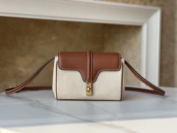 Celine mini 16 soft bag in canvas brown /beige 16x12.5x6cm