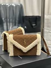 YSL Gaby Satchel in quilted suede & shearling bag in brown 26x18x5cm - 1