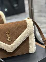 YSL Gaby Satchel in quilted suede & shearling bag in brown 26x18x5cm - 2