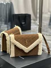 YSL Gaby Satchel in quilted suede & shearling bag in brown 26x18x5cm - 4