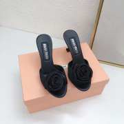 Miu Miu satin slipper sandals in black 5cm/8.5cm - 6