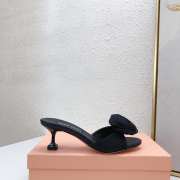 Miu Miu satin slipper sandals in black 5cm/8.5cm - 5