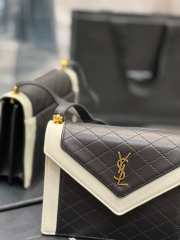 YSL Gaby Satchel in quilted lambskin bag in white & black 20x14.5x4.5cm - 3