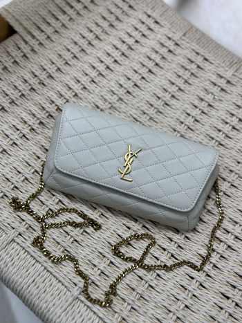 YSL Gaby Quilted Leather Bag In White 19x10x4,5cm