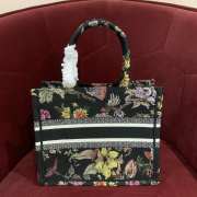 Dior Jardin Botanique Embroidery Book Tote Bag Black 26.5x21x14cm - 4