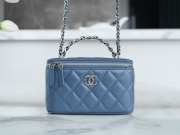 Chanel Vanity Top Handle Bag With Chain In Blue 9.5x17x8cm - 5