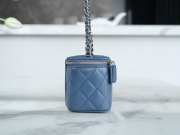 Chanel Vanity Top Handle Bag With Chain In Blue 9.5x17x8cm - 4