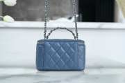 Chanel Vanity Top Handle Bag With Chain In Blue 9.5x17x8cm - 2