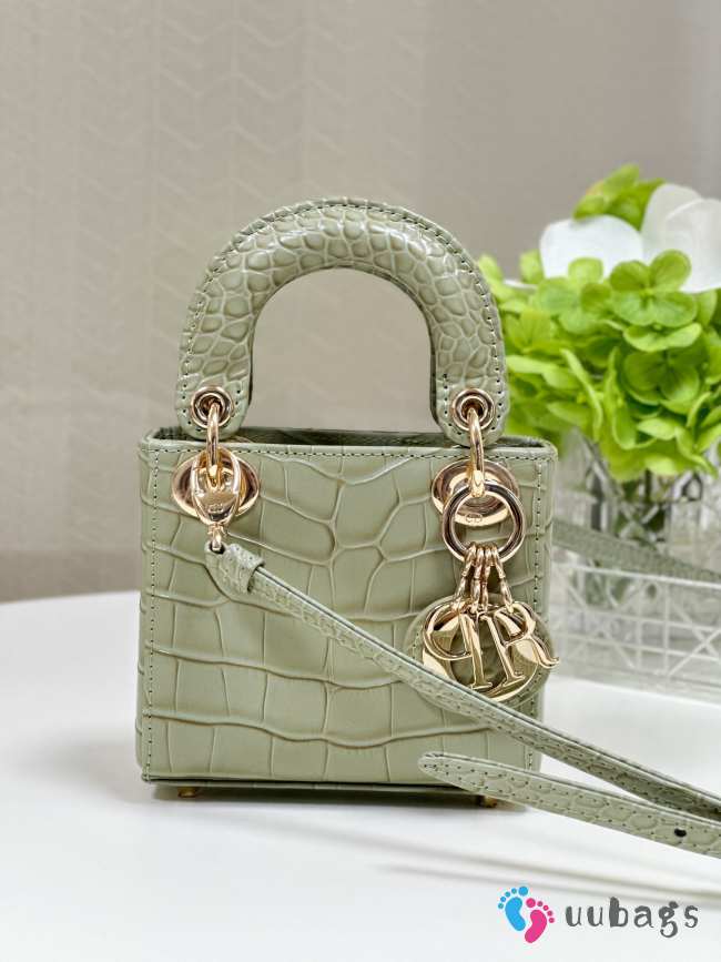 Dior lady micro in crocodile leather green 12x10x5cm - 1