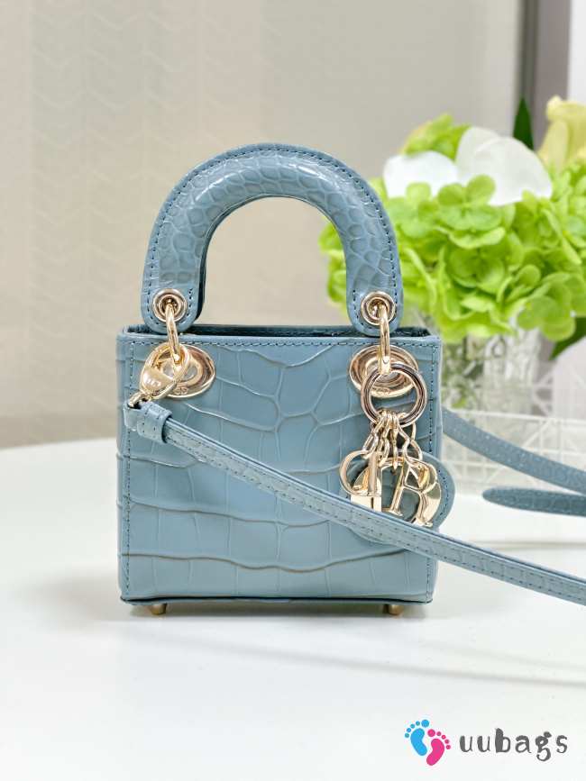 Dior lady micro in crocodile leather light blue 12x10x5cm - 1