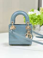 Dior lady micro in crocodile leather light blue 12x10x5cm - 2