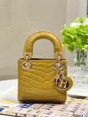 Dior lady micro in crocodile leather yellow 12x10x5cm - 1