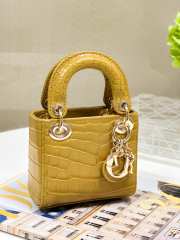 Dior lady micro in crocodile leather yellow 12x10x5cm - 5