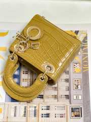 Dior lady micro in crocodile leather yellow 12x10x5cm - 6