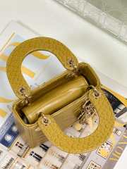 Dior lady micro in crocodile leather yellow 12x10x5cm - 3