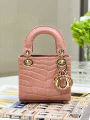 Dior lady micro in crocodile leather light pink 12x10x5cm - 1