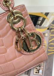 Dior lady micro in crocodile leather light pink 12x10x5cm - 3