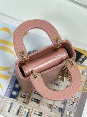 Dior lady micro in crocodile leather light pink 12x10x5cm - 2