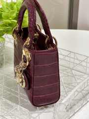 Dior lady micro in crocodile leather burgundy 12x10x5cm - 5