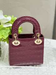 Dior lady micro in crocodile leather burgundy 12x10x5cm - 4