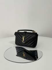 YSL College Mini Chain Bag In Shiny Crackled Leather Black 20x13x3cm - 6