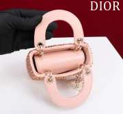 Dior Lady micro embroidered honey beads bag in pink 12x10.2x5cm - 3