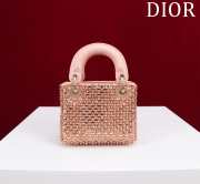 Dior Lady micro embroidered honey beads bag in pink 12x10.2x5cm - 4