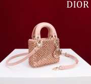 Dior Lady micro embroidered honey beads bag in pink 12x10.2x5cm - 5