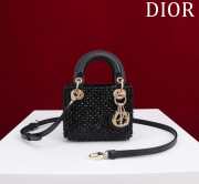 Dior Lady micro embroidered honey beads bag in black 12x10.2x5cm - 1