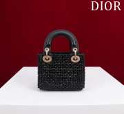 Dior Lady micro embroidered honey beads bag in black 12x10.2x5cm - 5