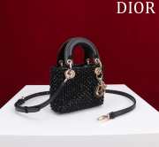 Dior Lady micro embroidered honey beads bag in black 12x10.2x5cm - 4